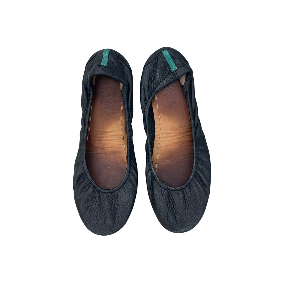 Tieks by Gavrieli Matte Black Leather Ballet Flats Signature Blue Sole Sz 7 I13